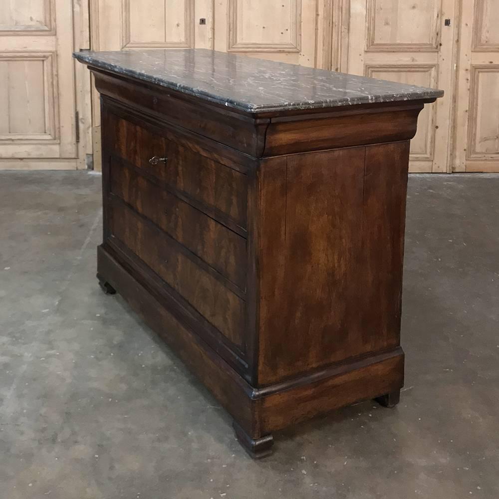 19th Century French Louis Philippe Period Mahogany Marble-Top Commode 2