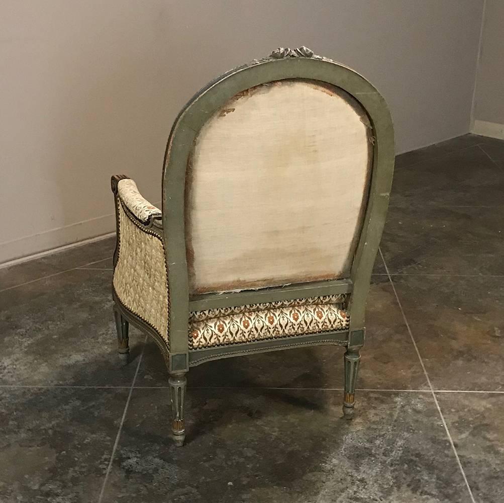 19th Century French Louis XVI Painted Armchair, Bergere 5