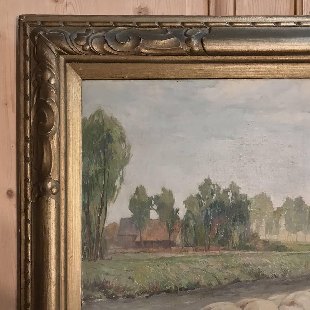 20th Century Antique Framed Oil Painting on Canvas