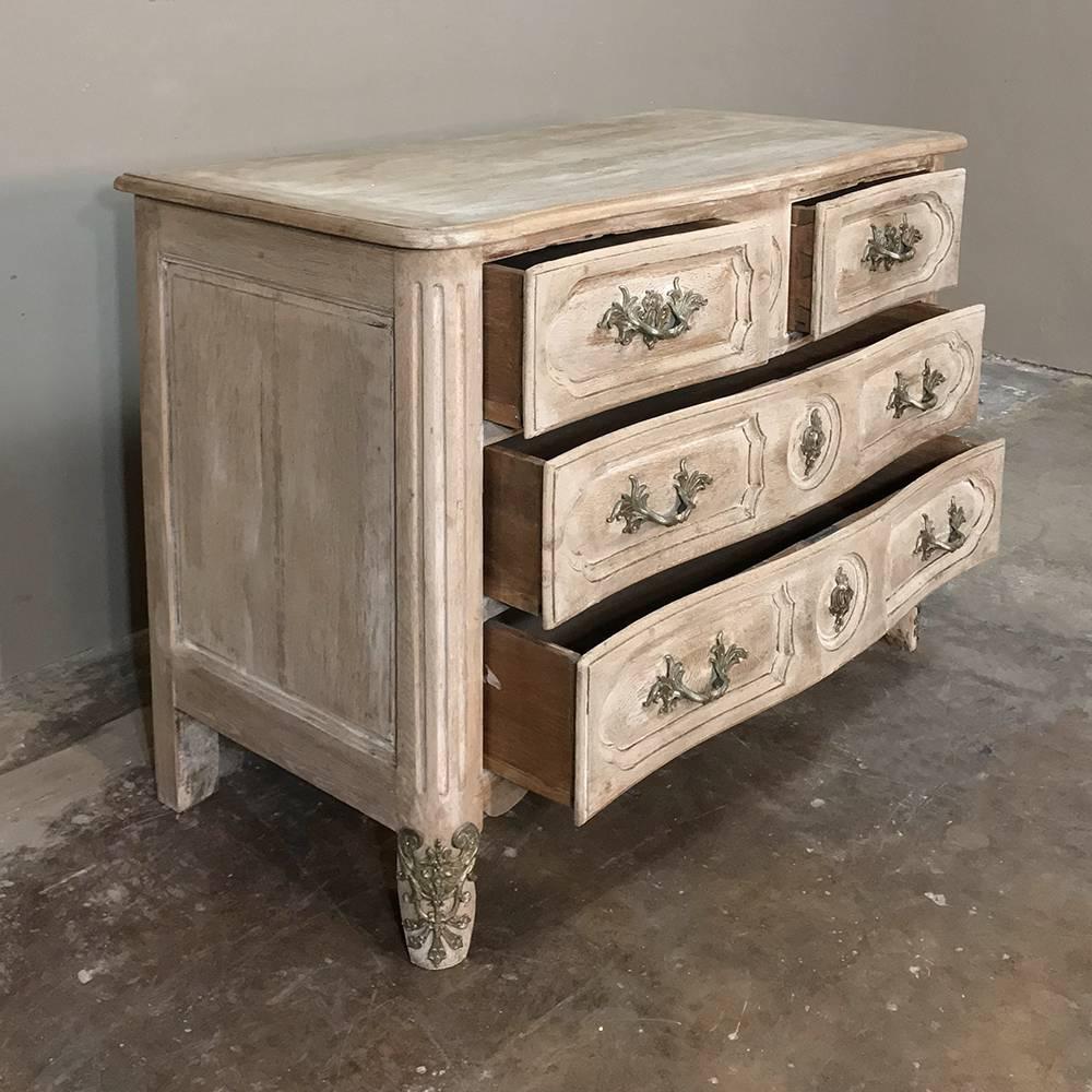 Hand-Carved 18th Century Country French Louis XIV Stripped Oak Commode