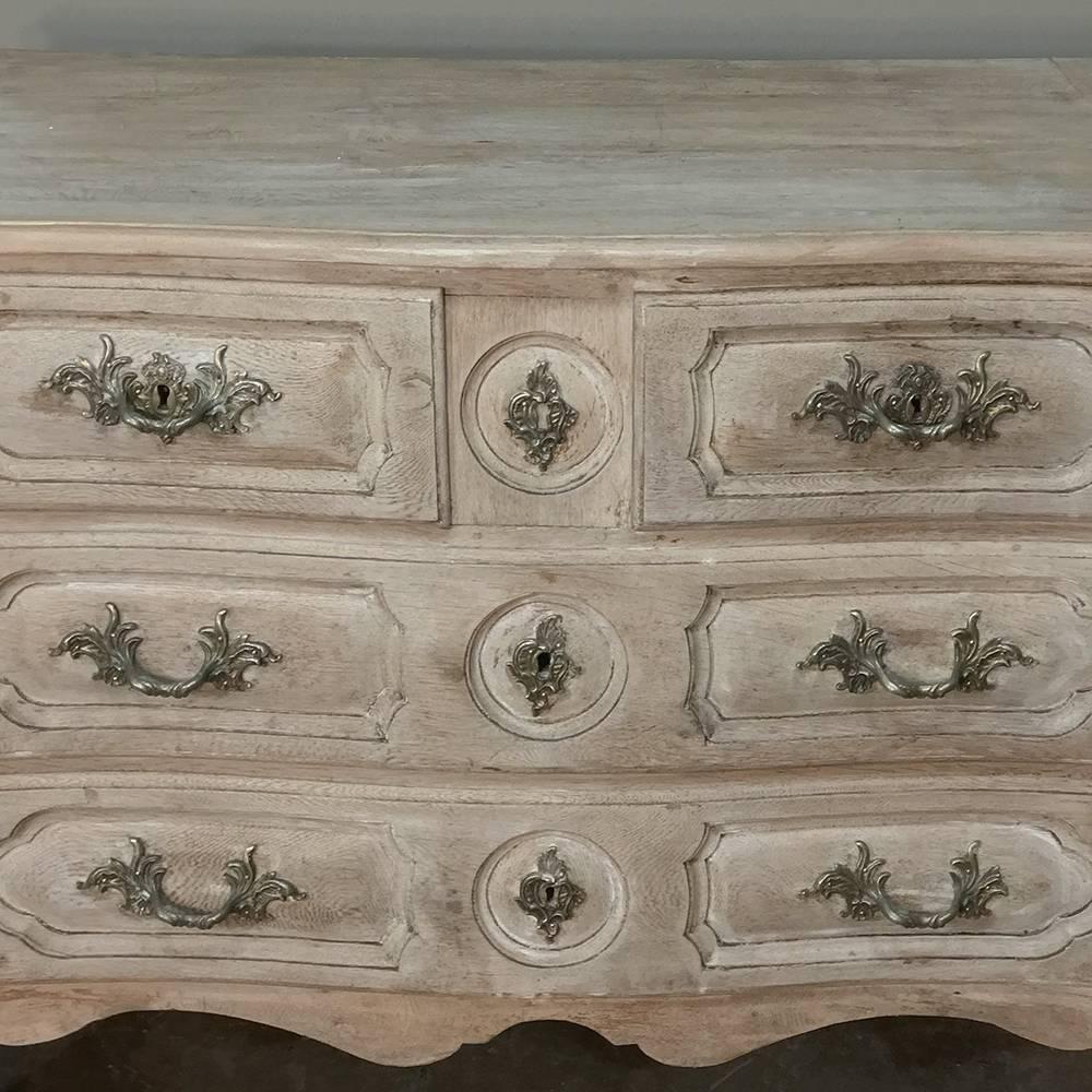 Bronze 18th Century Country French Louis XIV Stripped Oak Commode