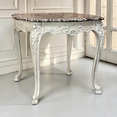 19th Century French Regence Painted Marble Top Table