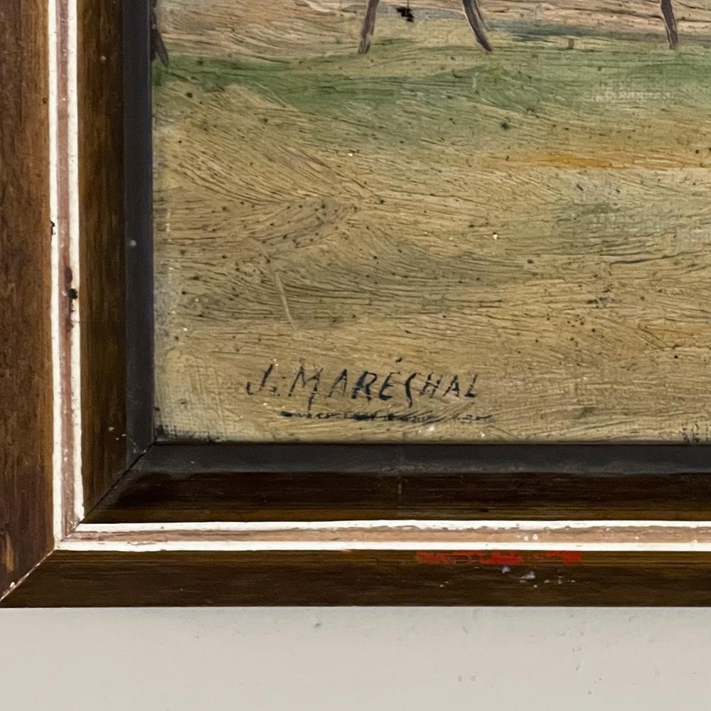 Peinture à l'huile sur toile ancienne encadrée de J. Marechal en vente 1