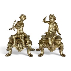 Pair of Early 19th Century French Bronze Doré Cherub Statues