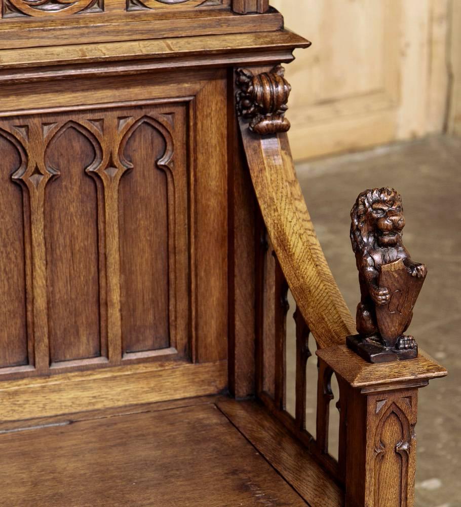 French 19th Century Gothic Revival Hall Bench