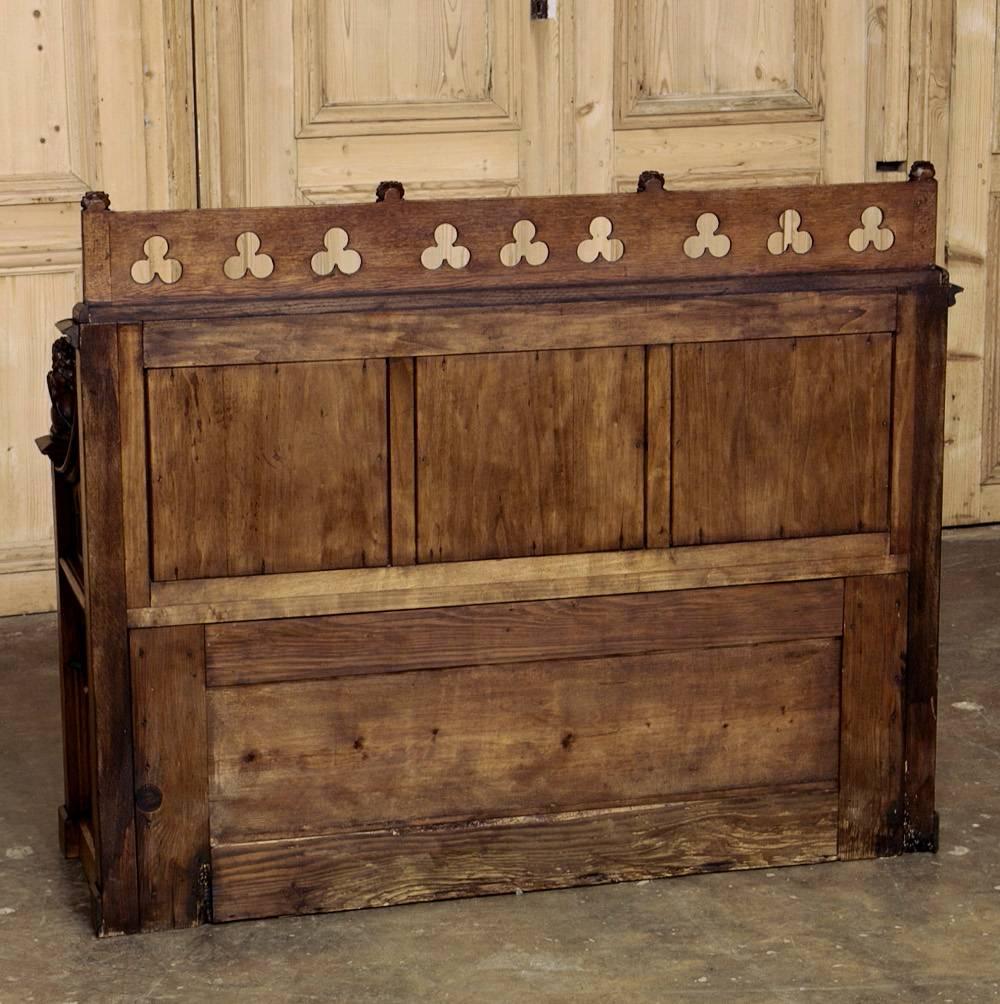 Oak 19th Century Gothic Revival Hall Bench