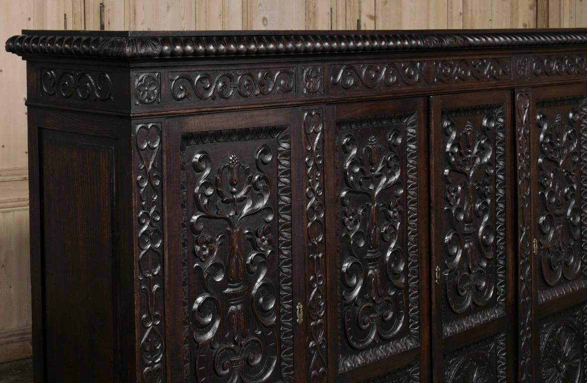19th Century Italian Renaissance Armoire ~ Bookcase In Excellent Condition In Dallas, TX
