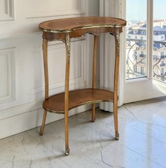 Antique French Louis XV Kidney Shaped Marquetry End Table