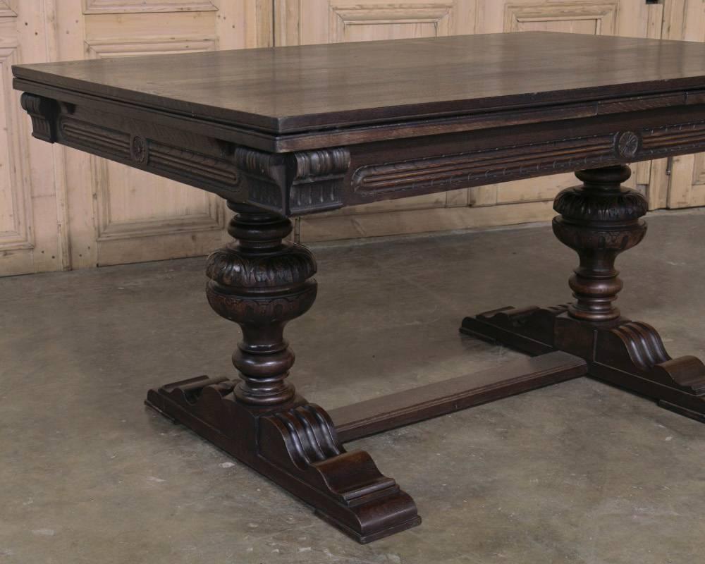 Hand-Crafted Flemish Renaissance Draw-Leaf Table