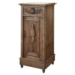 Rustic Antique Neoclassical Marble Top Nightstand ~ Pedestal