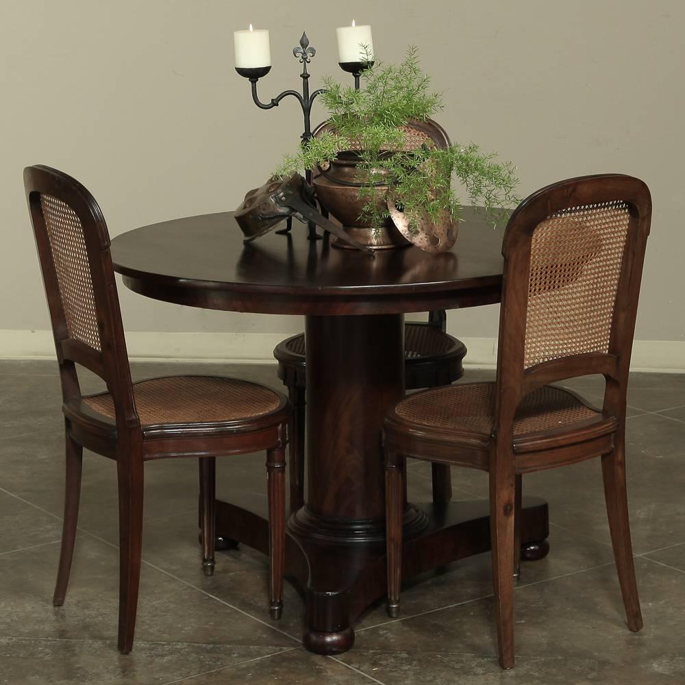 19th century Louis Philippe period center table crafted from exotic imported rosewood. Louis Philippe ruled in unpretentious fashion, avoiding the pomp and lavish excesses of his predecessors and antique French furniture of that era reflects the