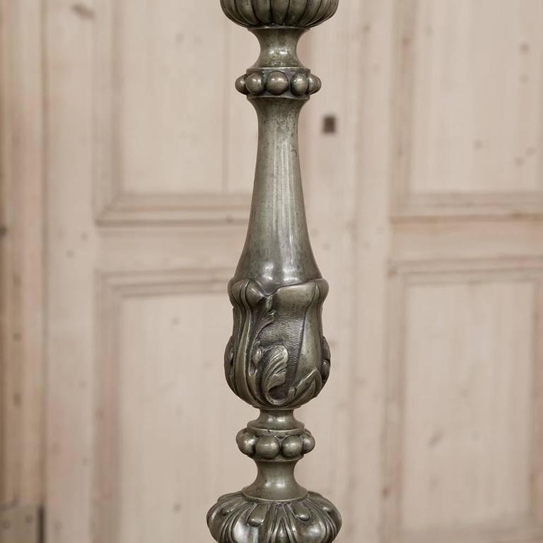 19th Century Bronze Renaissance Revival Candlestick Floor Lamp with