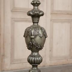 19th Century Bronze Renaissance Revival Candlestick Floor Lamp with Angel