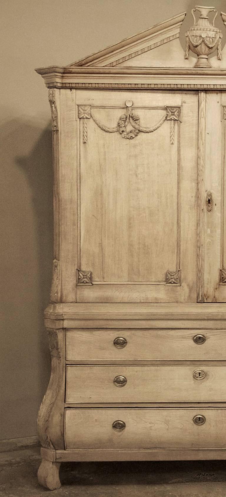 Late 18th Century 18th Century Neoclassical Dutch Stripped Oak Armoire, Cabinet