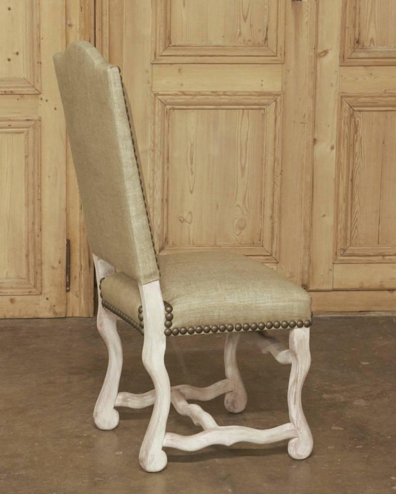 French Set of Eight Os de Mouton Painted Dining Chairs, New Uphohlstery