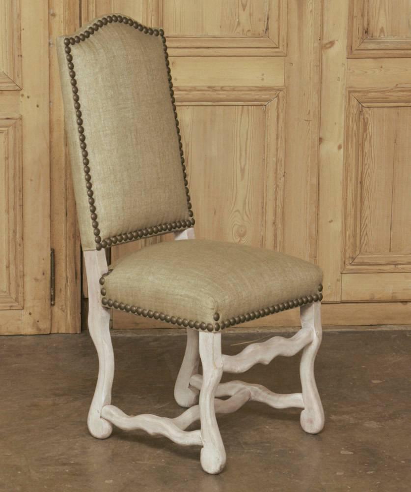Set of Eight Os de Mouton Painted Dining Chairs, New Uphohlstery 1