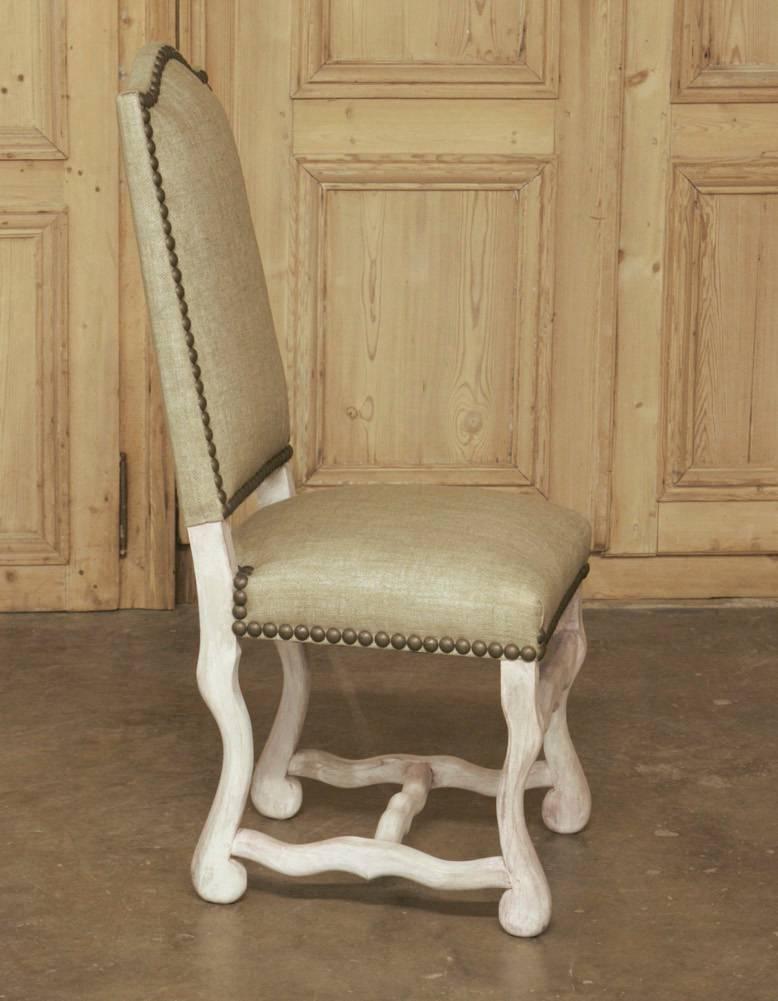 Set of Eight Os de Mouton Painted Dining Chairs, New Uphohlstery 2