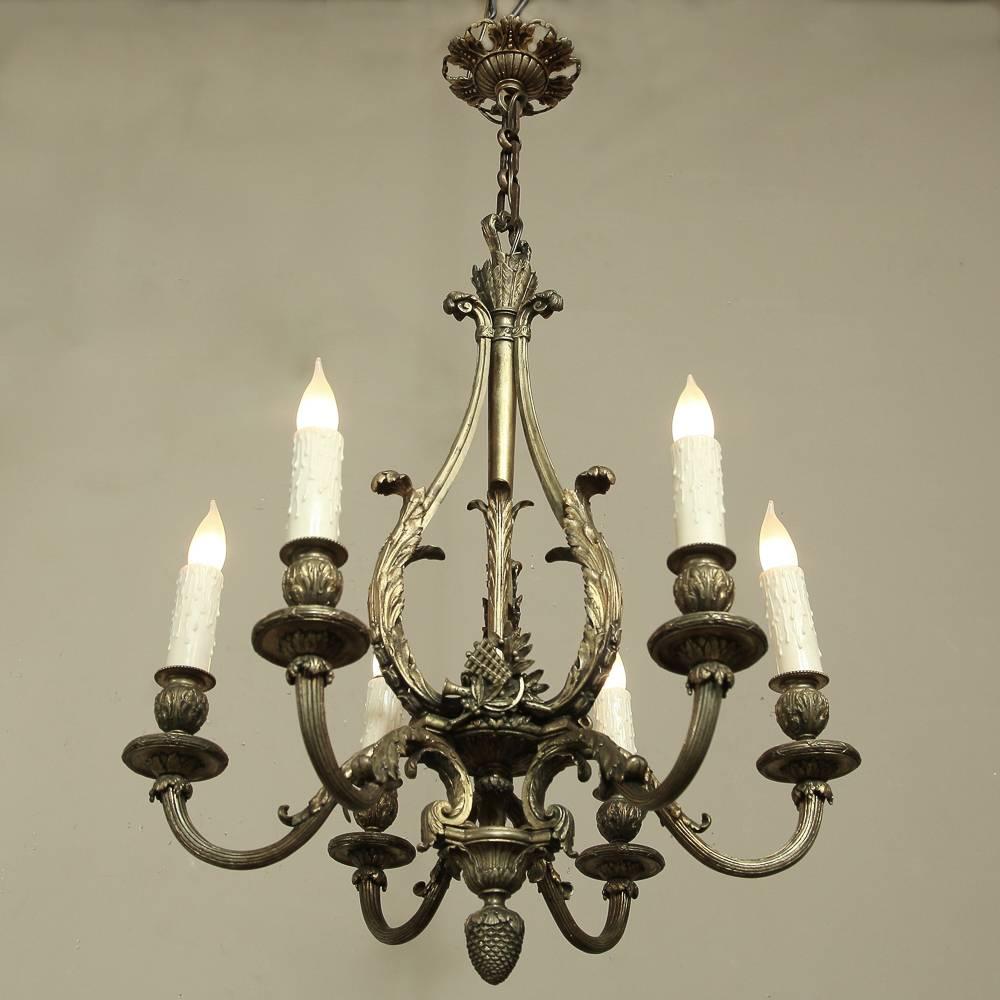 Neoclassical Antique French Louis XV Bronze Chandelier