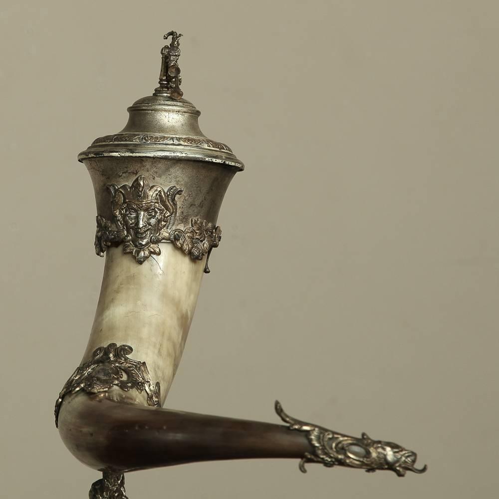 19th Century Trophy Horn on Bronze Base For Sale at 1stdibs