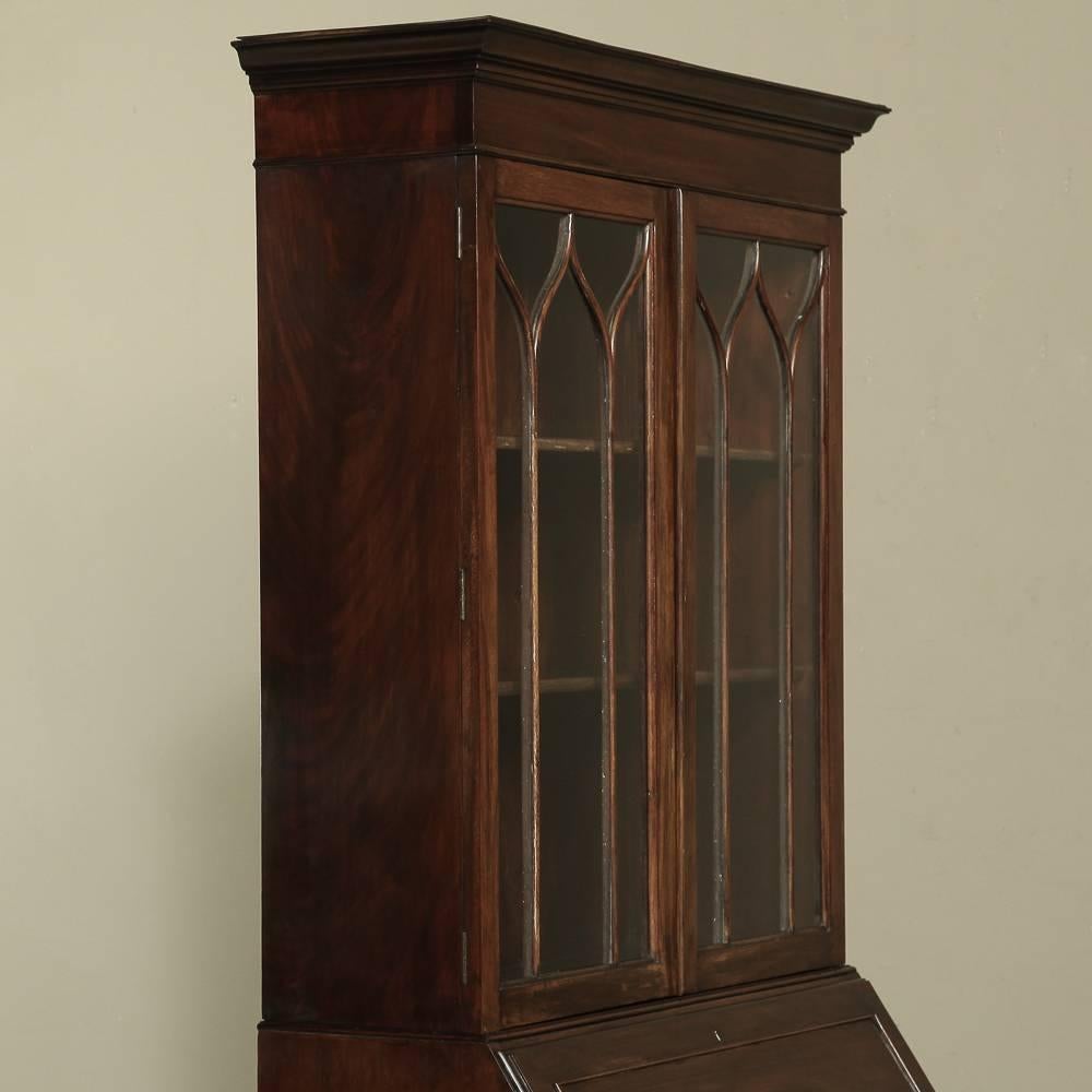 Antique English Mahogany Secretary Bookcase 1