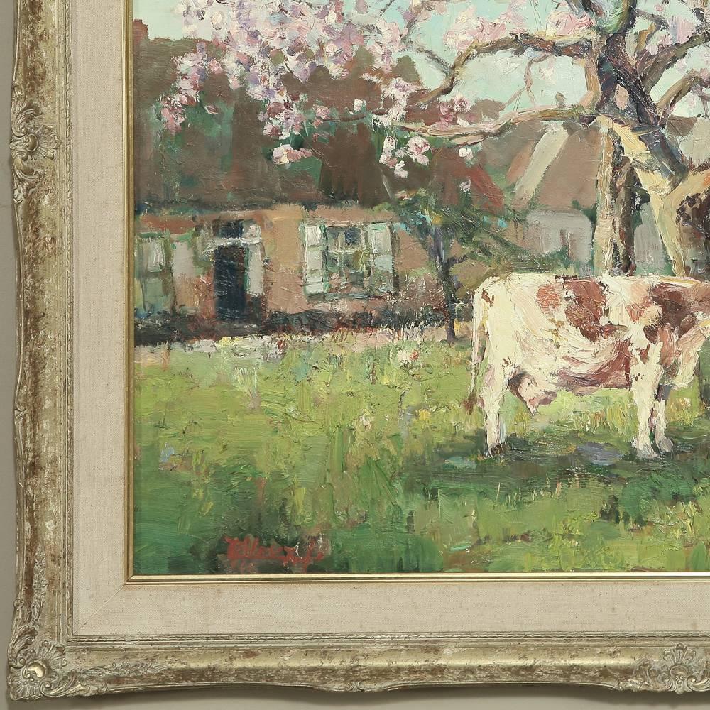 20th Century Antique Framed Oil Painting on Canvas, Impressionist Landscape