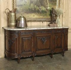Country French Walnut Marble-Top Buffet