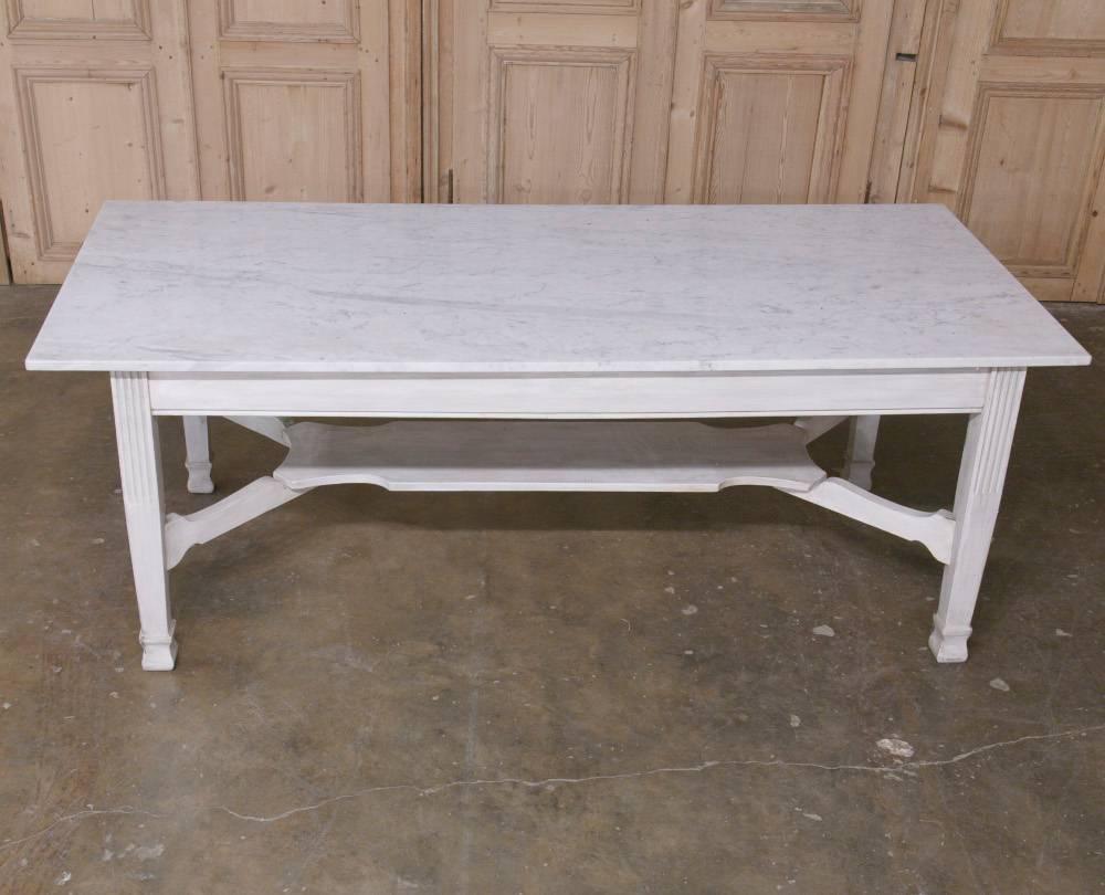 Antique Marble Top Dining or Confectioner's Table For Sale at 1stdibs
