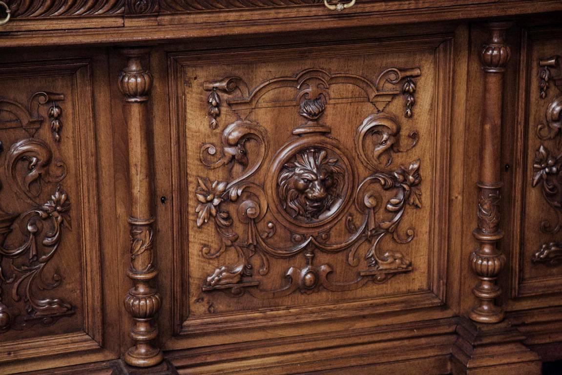 19th Century French Walnut Renaissance Bookcase 2