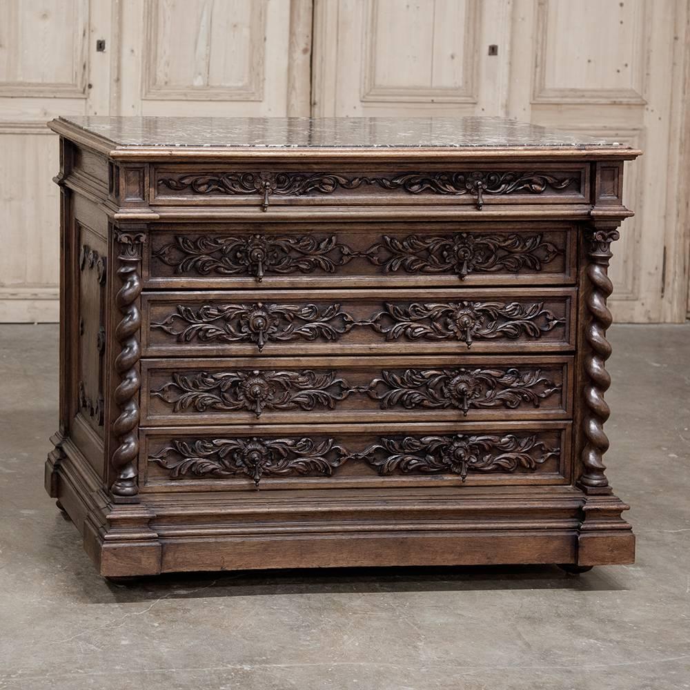 19th C French Antique Renaissance Revival Four-Piece Carved Oak Bedroom Suite 1