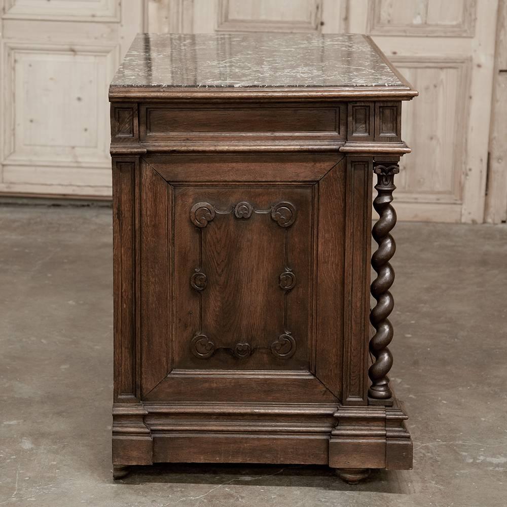 19th C French Antique Renaissance Revival Four-Piece Carved Oak Bedroom Suite 3