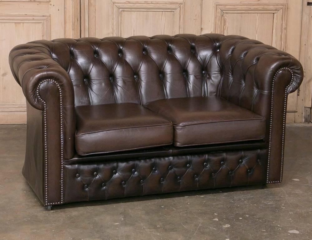 Hand-Crafted Leather Chesterfield Sofa, Loveseat and Pair of Armchairs