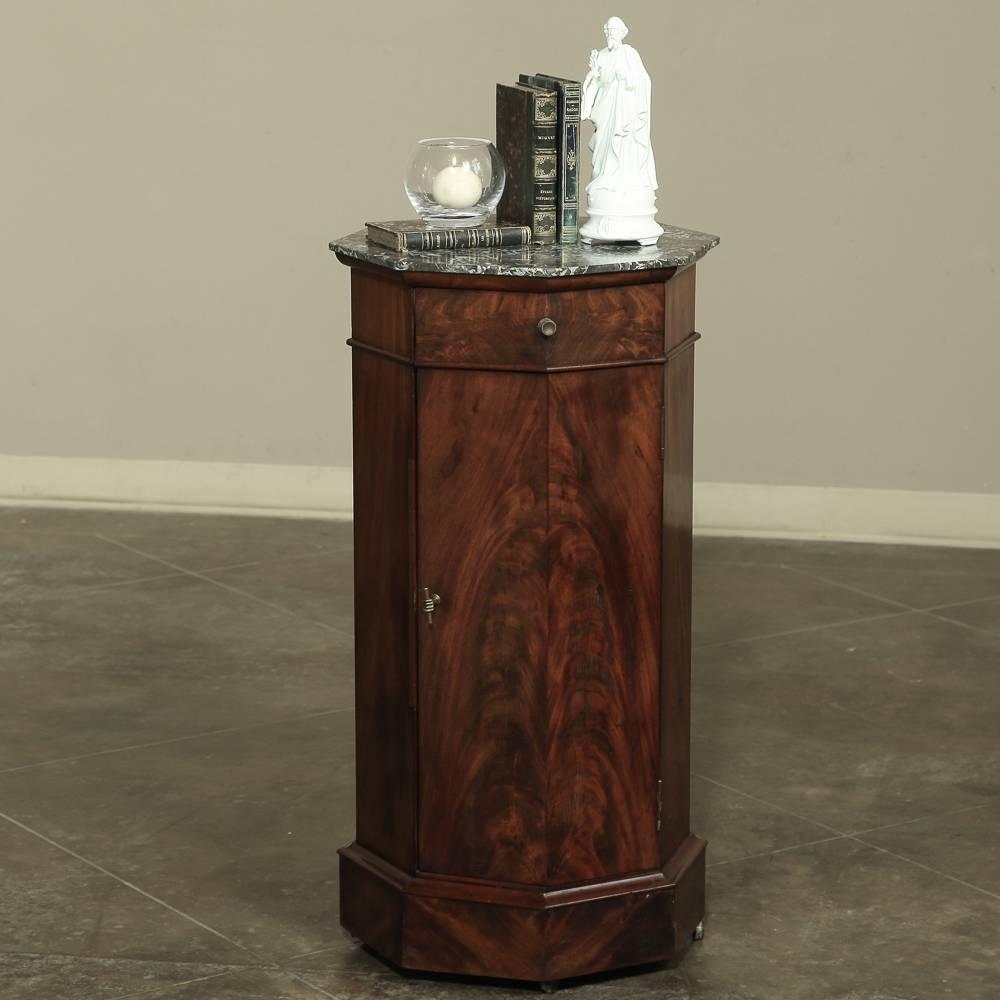French Louis Philippe Marble-Top Pedestal or Nightstand