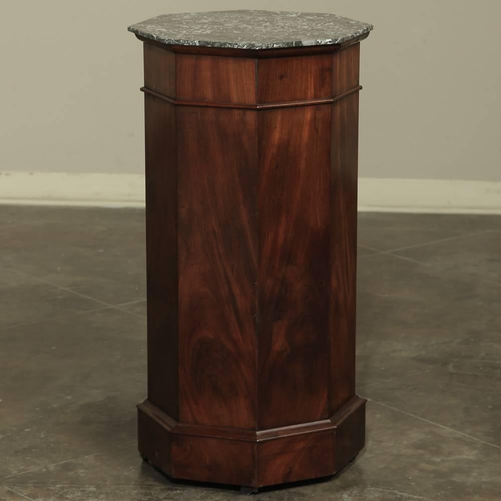 Mid-19th Century Louis Philippe Marble-Top Pedestal or Nightstand