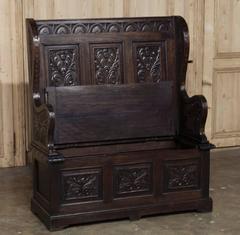 19th Century Brittany Renaissance Hall Bench