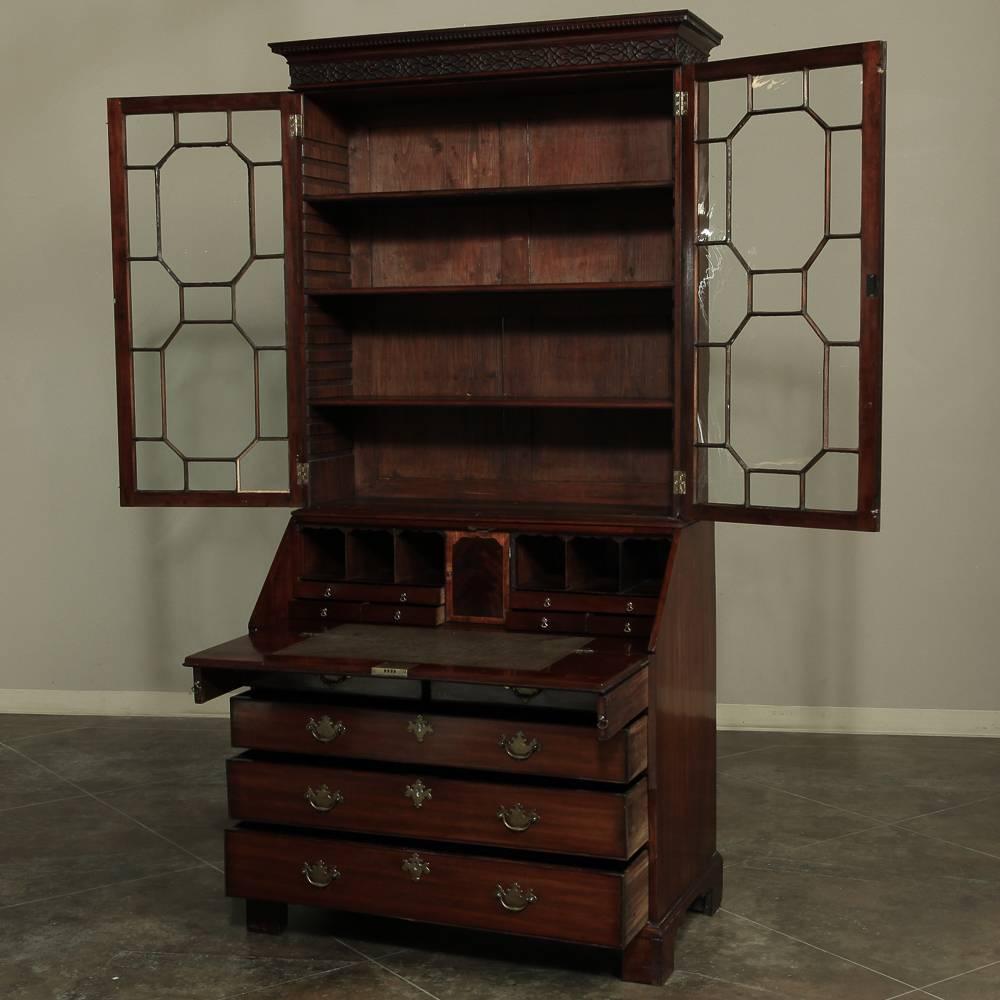 Cast 19th Century Mahogany English Secretary, Bookcase by Thomas Wilson (1799–1854)