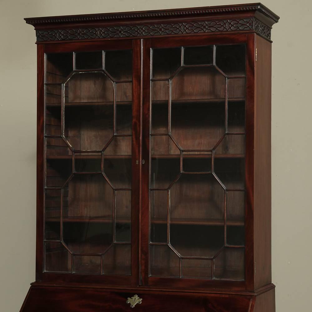 Neoclassical 19th Century Mahogany English Secretary, Bookcase by Thomas Wilson (1799–1854)
