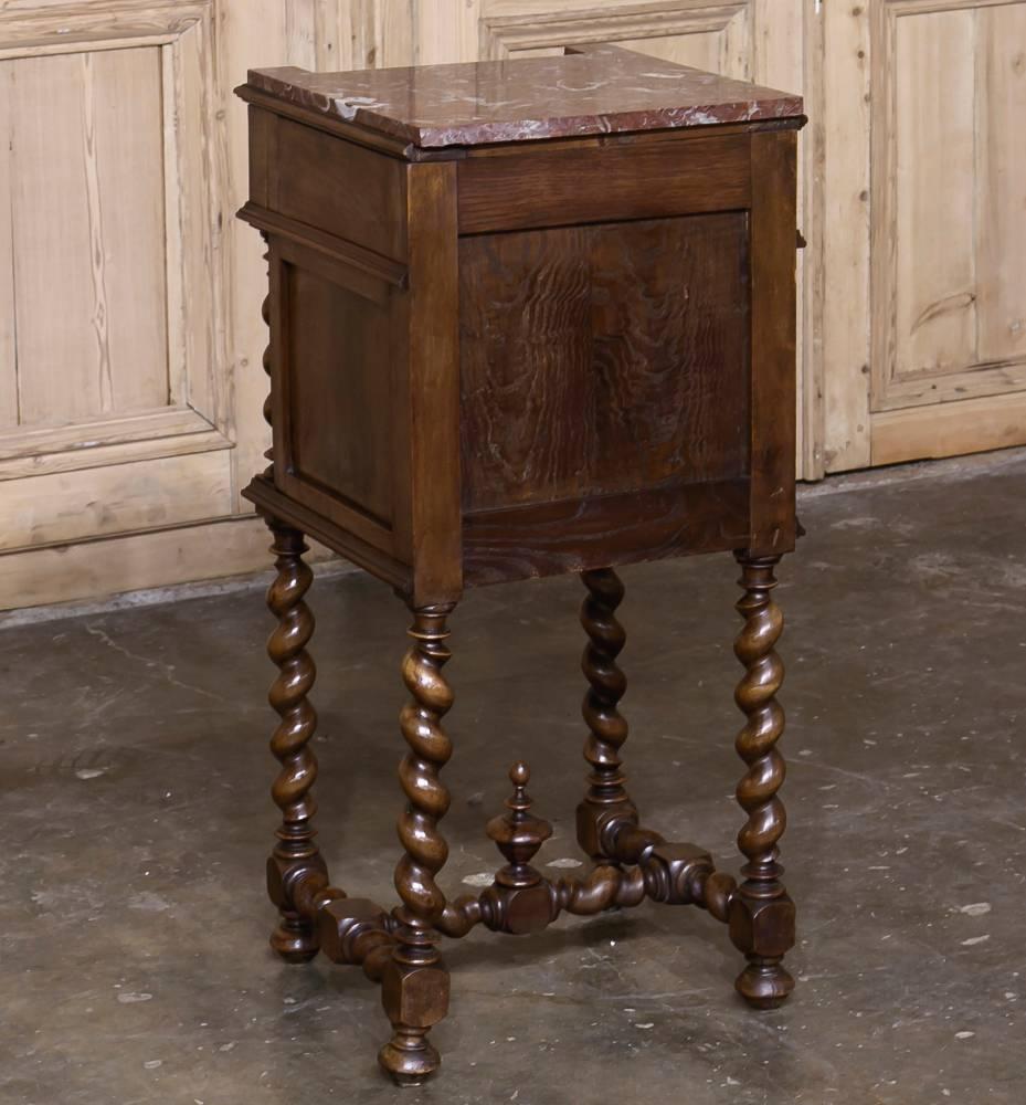 19th Century Barley Twist Marble-Top Nightstand In Good Condition In Dallas, TX