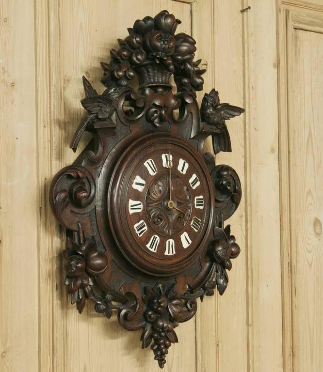 19th Century Carved Wood Wall Clock For Sale at 1stdibs