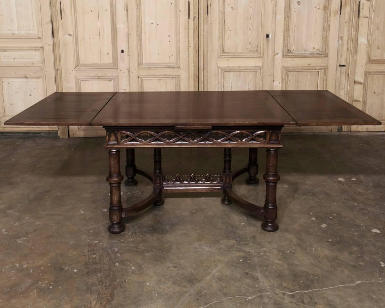 19th Century French Gothic Draw-Leaf Dining Table 1