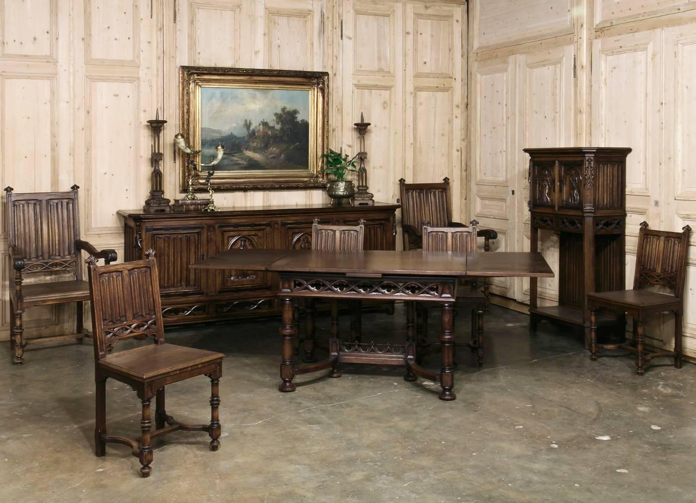19th Century French Gothic Draw-Leaf Dining Table 5