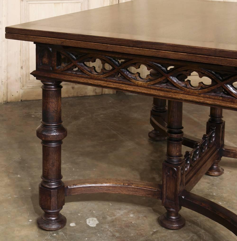 19th Century French Gothic Draw-Leaf Dining Table 4