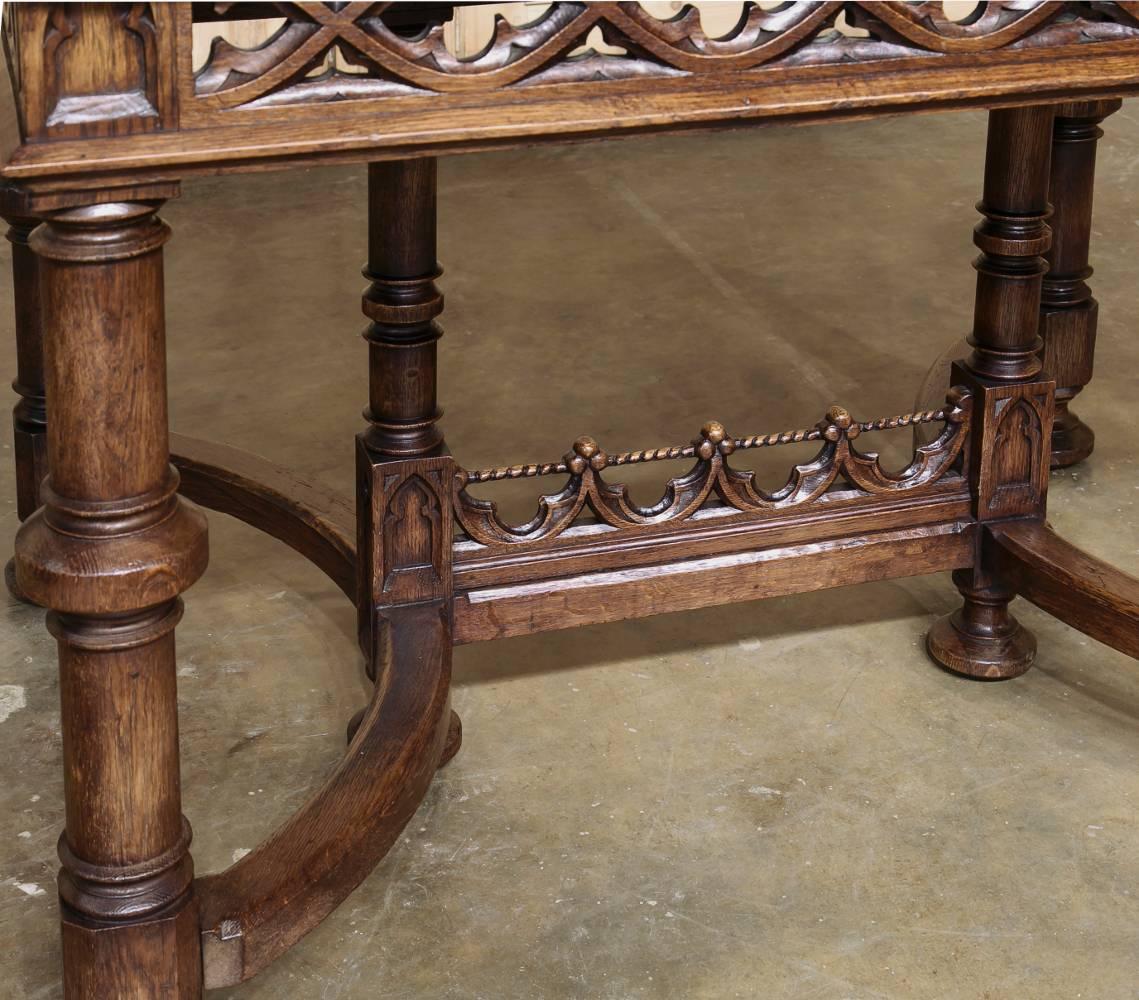 19th Century French Gothic Draw-Leaf Dining Table 2