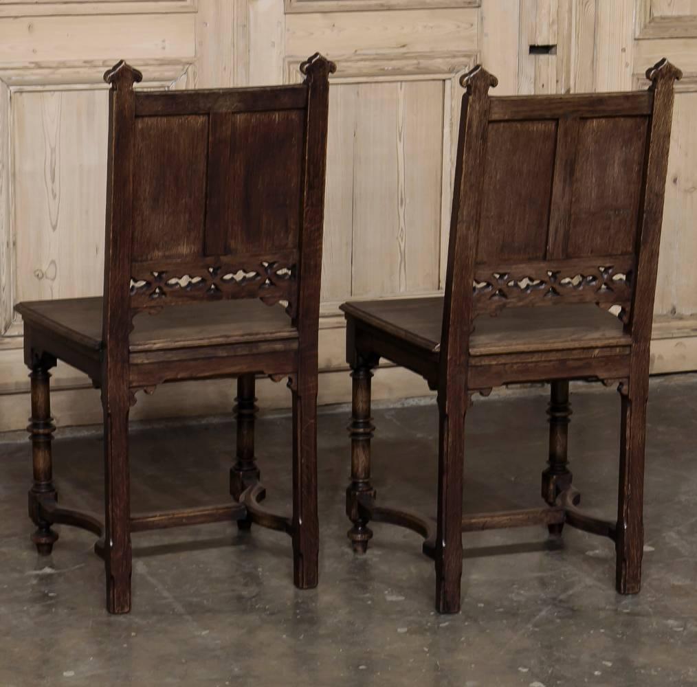 Set of Six 19th Century French Gothic Dining Chairs  4