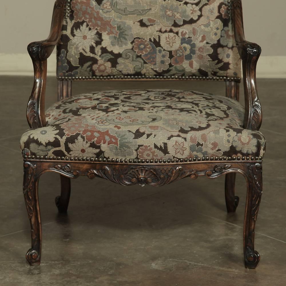 Antique Louis XV Armchair with Original Chinoiserie Needlepoint Tapestry 1