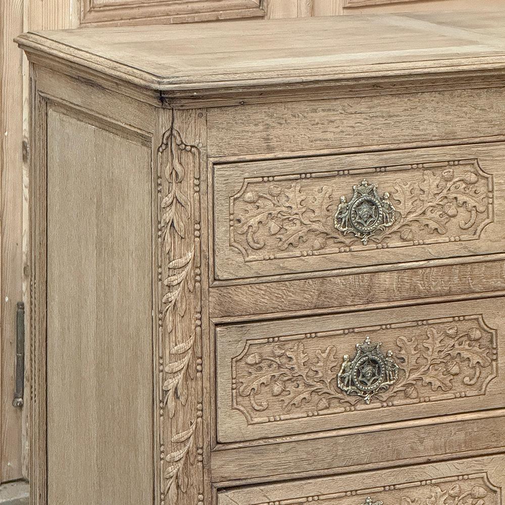 Bronze 18th Century French Louis XVI Commode in Stripped Oak For Sale