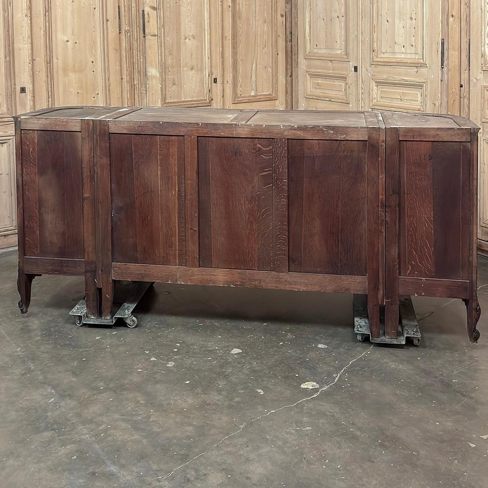 Antique French Louis XIV Walnut Round Side Marble Top Buffet For Sale 14