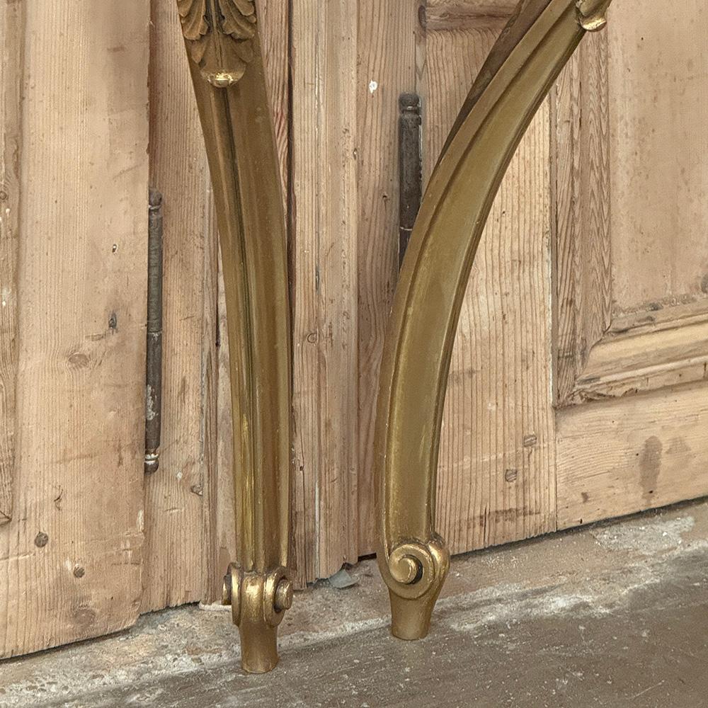 Antique French Louis XVI Giltwood Demilune Marble Top Console For Sale 3