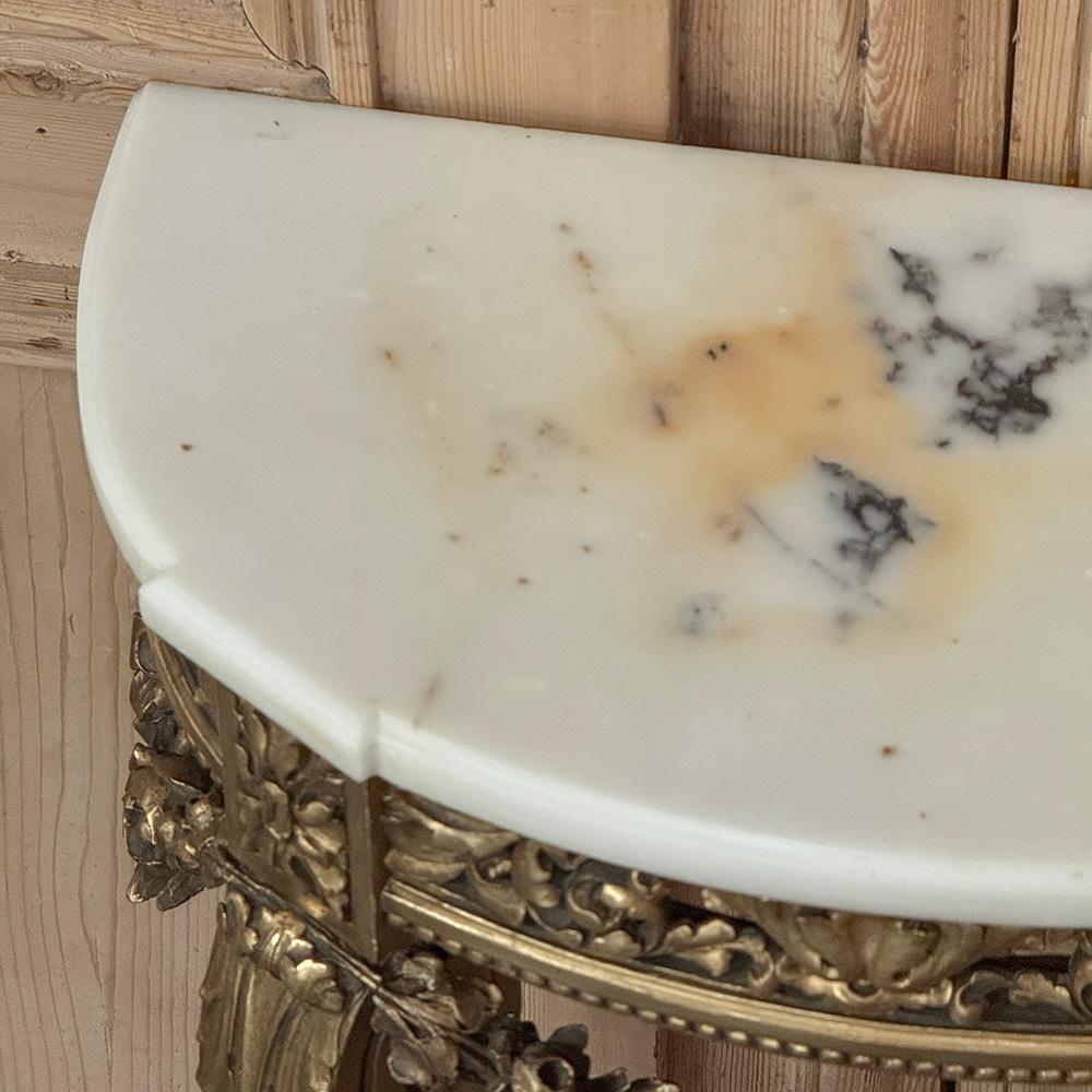Antique French Louis XVI Giltwood Demilune Marble Top Console For Sale 6
