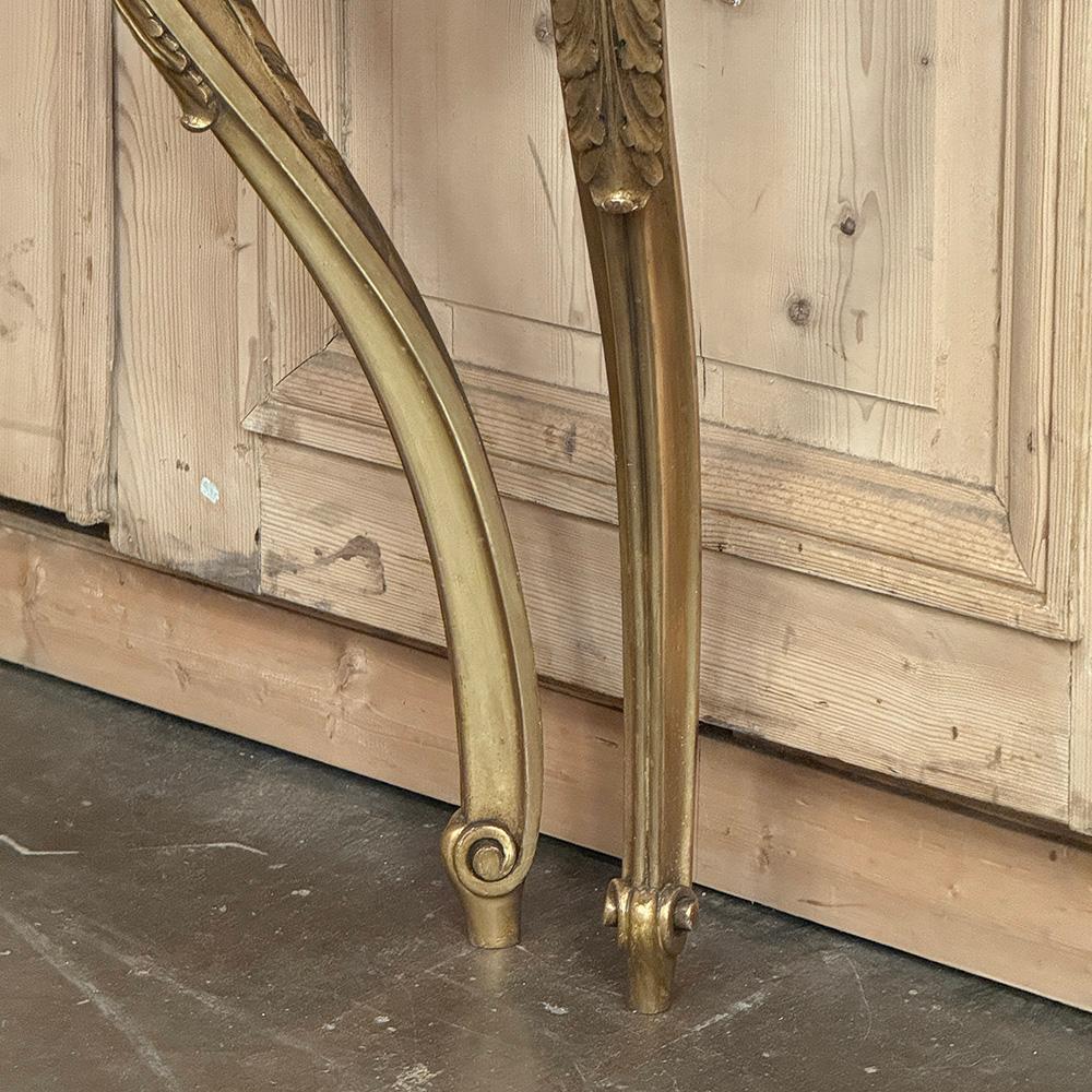 Antique French Louis XVI Giltwood Demilune Marble Top Console For Sale 10