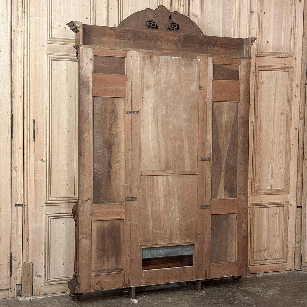 19th Century Grand Italian Hand-Carved Walnut Hall Tree ~ Coat Rack For Sale 13